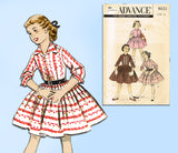 1950s Vintage Advance Sewing Pattern 8023 Toddler Girls Shirtwaist Dress Sz 6