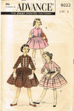 1950s Vintage Advance Sewing Pattern 8023 Toddler Girls Shirtwaist Dress Sz 6