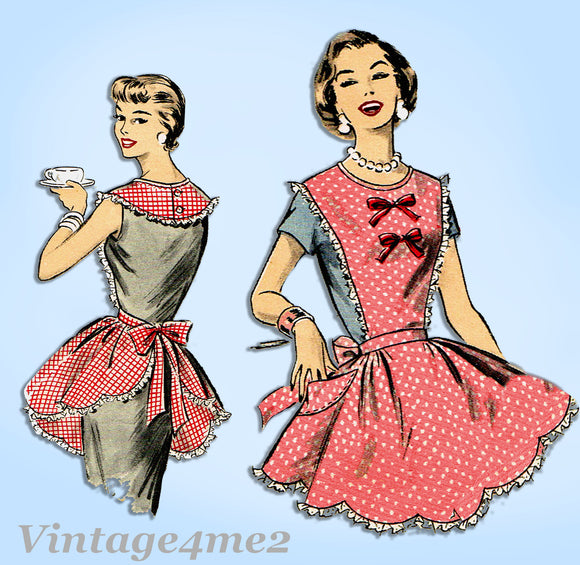  1950s Vintage Advance Sewing Pattern 8162 Misses Scalloped Apron Size Medium