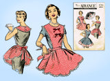 1950s Vintage Advance Sewing Pattern 8162 Misses Scalloped Apron Size Medium