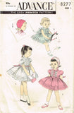 1950s Vintage Advance Sewing Pattern 8277 Baby Girls Tucked Party Dress Sz 1 - Vintage4me2