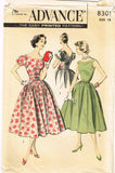 1950s Vintage Advance Sewing Pattern 8301 Uncut Misses Cocktail Dress Sz 18 38B