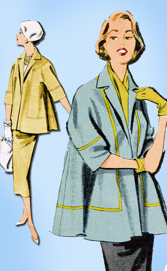 1950s Vintage Advance Sewing Pattern 8314 Uncut Misses Topper Suit Size 12 32 B