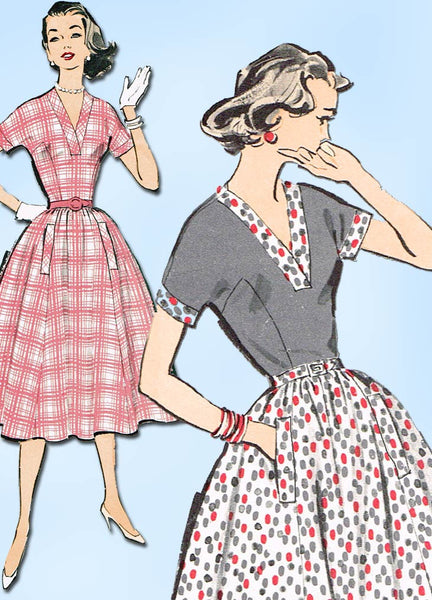 1950s Vintage Advance Sewing Pattern 8603 Charming Uncut Misses Dress Size 34 B