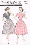 1950s Vintage Advance Sewing Pattern 8603 Charming Uncut Misses Dress Size 34 B