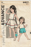 Advance 9817: 1960s Uncut Toddler Girls Play Clothes Sz 6 Vintage Sewing Pattern