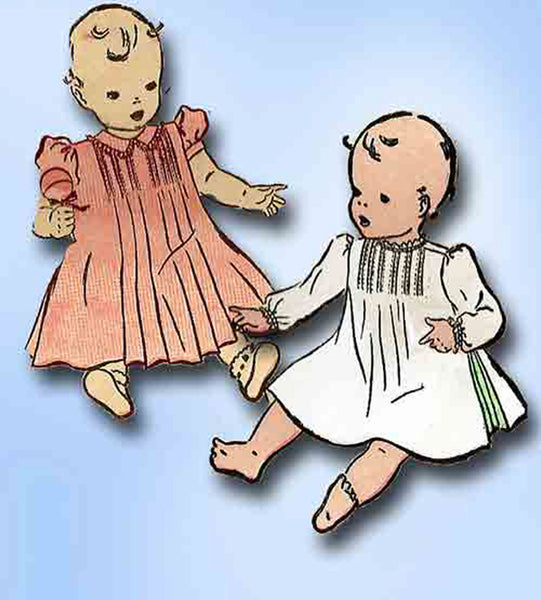  Advnance 9909: 1930s Infants Layette Set w Tucked Dress Vintage Sewing Pattern - Vintage4me2