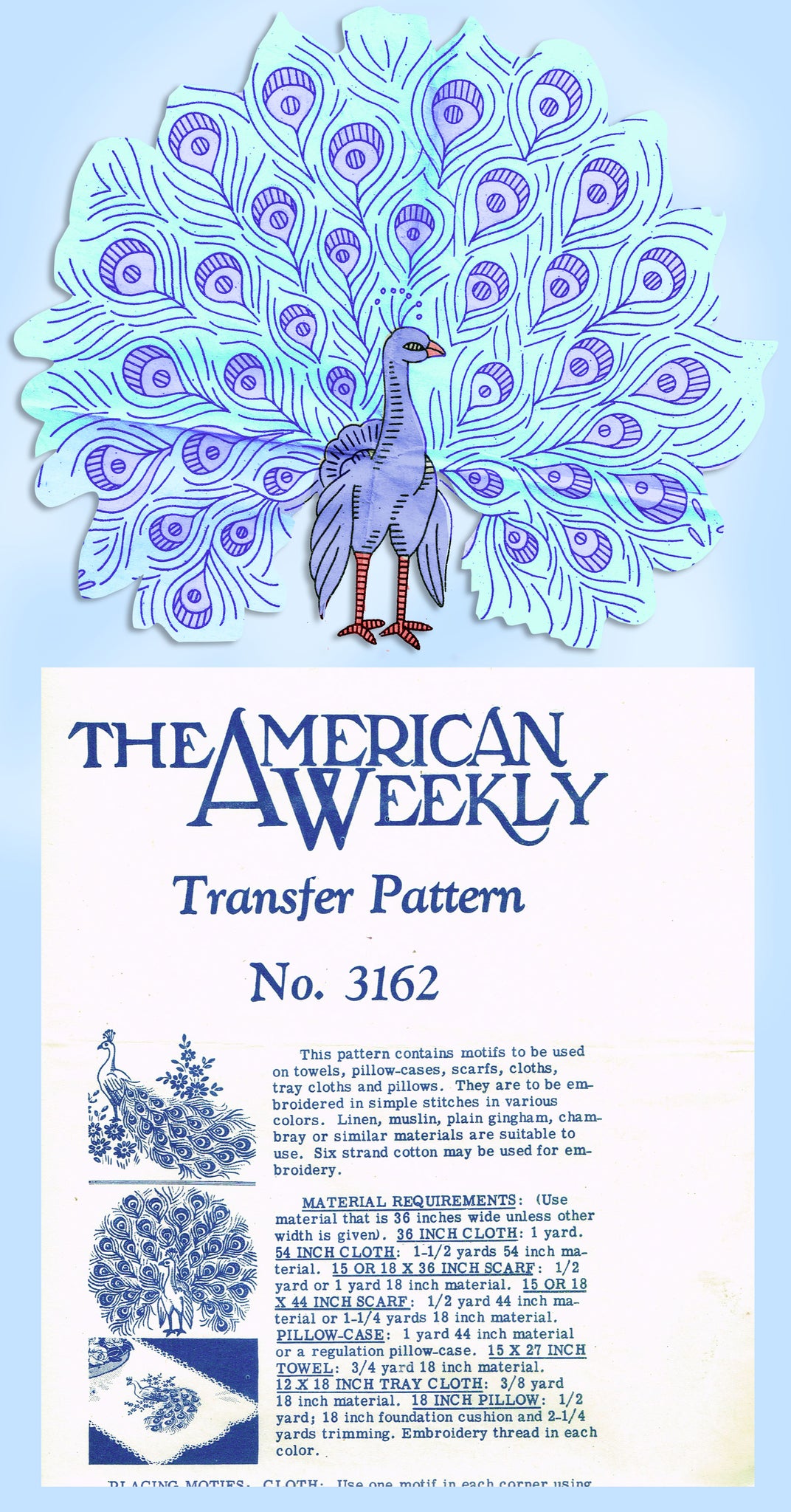 1940s Superior Embroidery Transfer 172 Uncut Blue Bird Pillowcases –  Vintage4me2