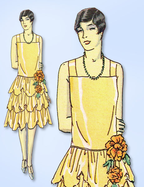 1920s Original Vintage Butterick Pattern 1232 Misses Flapper Cocktail Dress 33 B