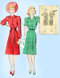 1940s Vintage Butterick Sewing Pattern 2081 Misses WWII Shirtwaist Dress Sz 30 B