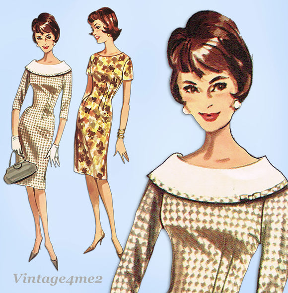 1960s Vintage Butterick Sewing Pattern 2137 Misses Sheath Dress Size 36 Bust