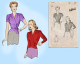 Butterick 2139: 1940s Stunning Misses Wrap Blouse Sz 38 B Vintage Sewing Pattern