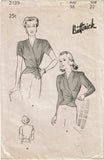 Butterick 2139: 1940s Stunning Misses Wrap Blouse Sz 38 B Vintage Sewing Pattern