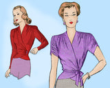 Butterick 2139: 1940s Stunning Misses Wrap Blouse Sz 38 B Vintage Sewing Pattern