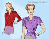 Butterick 2139: 1940s Stunning Misses Wrap Blouse Sz 38 B Vintage Sewing Pattern