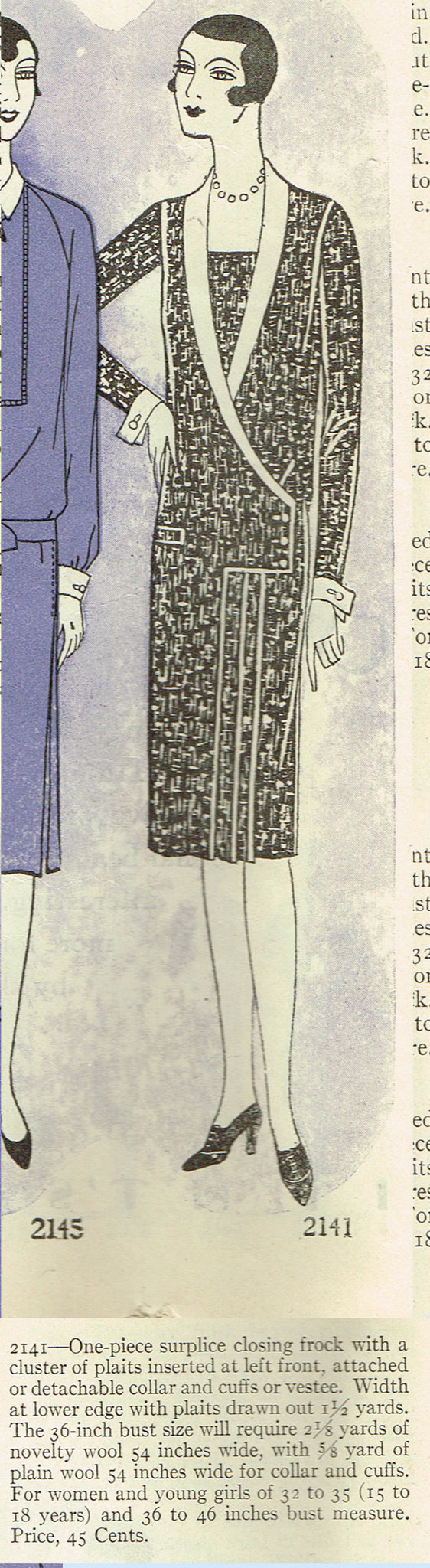 1920s Vintage Butterick Sewing Pattern 2141 Misses Flapper Dress 36 B Vintage4me2