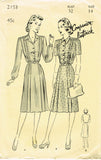 1940s Vintage Butterick Sewing Pattern 2153 Uncut WWII Shirtwaist Dress Sz 32 B - Vintage4me2