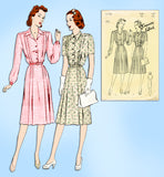 1940s Vintage Butterick Sewing Pattern 2153 Uncut WWII Shirtwaist Dress Sz 32 B - Vintage4me2