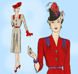 Butterick 2322: 1940s Misses WWII Dinner Dress Sz 38 Bust Vintage Sewing Pattern