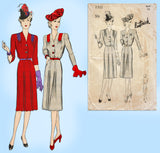 Butterick 2322: 1940s Misses WWII Dinner Dress Sz 38 Bust Vintage Sewing Pattern