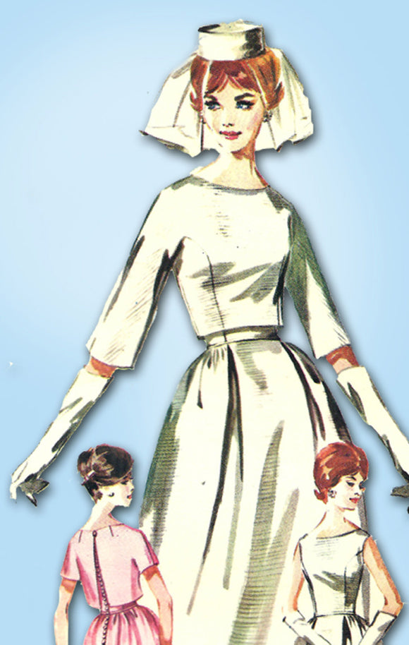 1960s Vintage Butterick Sewing Pattern 2570 Misses Wedding Dress Size 31 Bust