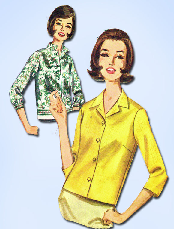 1960s Original Vintage Butterick Pattern 2683 Misses Casual Blouse Size 36 Bust