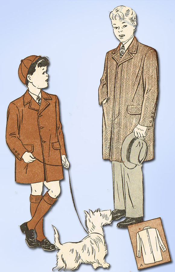 1940s Vintage Butterick Sewing Pattern 3109 Uncut WWII Toddler Boys Coat Size 6