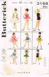 1960s Original Vintage Butterick Pattern 3168 Girls Dance Costume Tutu Set Sz 12