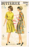 1960s Vintage Butterick Sewing Pattern 3250 Uncut Misses Bloused Dress Sz 34 B