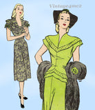 Butterick 3479: 1940s Misses Peplum Dress Sz 32 Bust Vintage Sewing Pattern