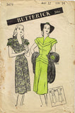 Butterick 3479: 1940s Misses Peplum Dress Sz 32 Bust Vintage Sewing Pattern