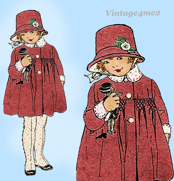 Butterick 3592: 1920s Charming Toddler Girls Coat Size 1 Vintage Sewing Pattern