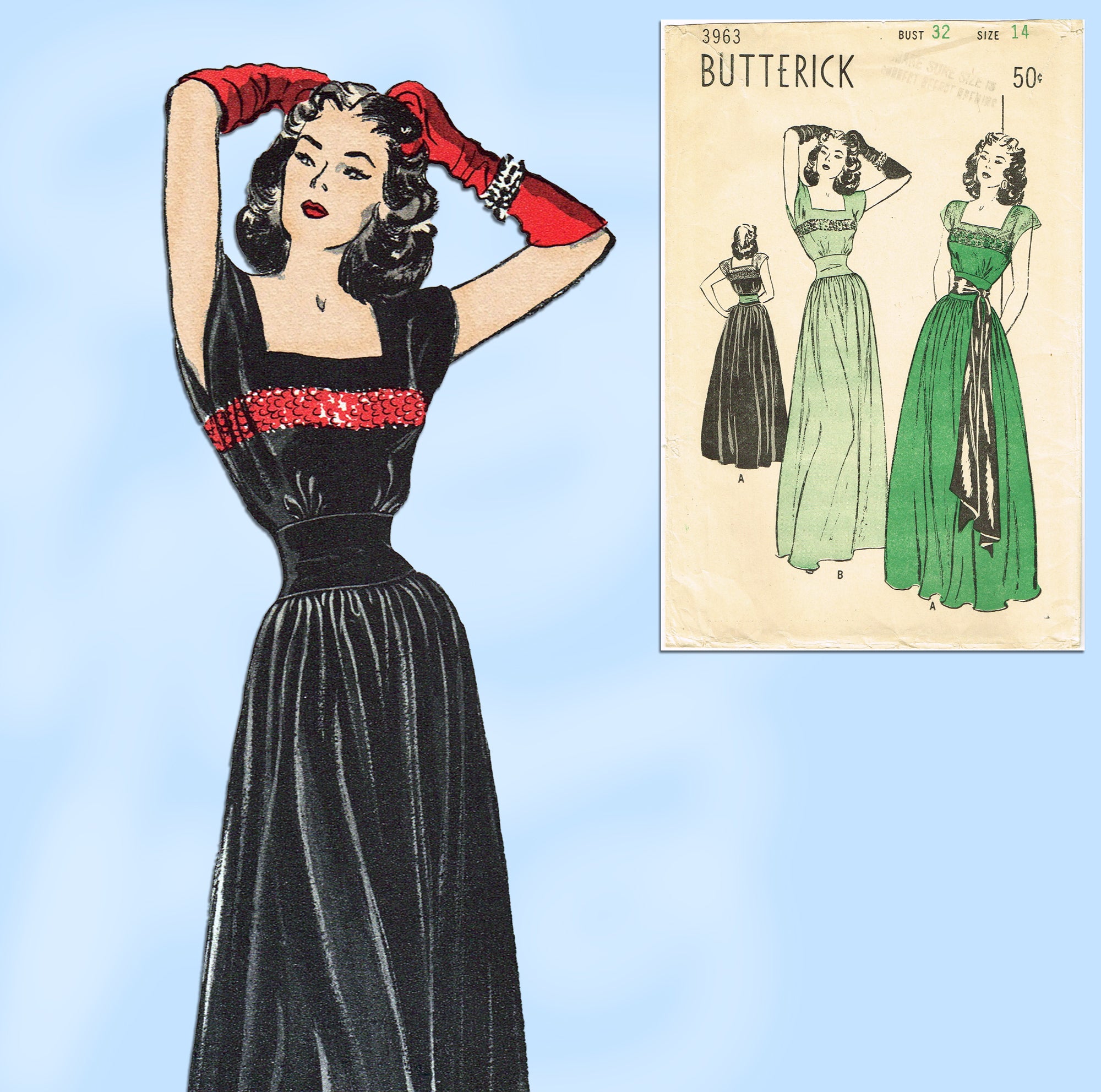 Butterick 1571 | Size 18 | Drop Basque Waist buy Sweetheart Neck Evening Ball Gown / Party Dress | Vintage 1940s Sewing Pattern | FACTORY FOLDED