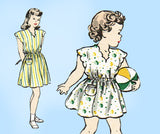 1940s Vintage Butterick Sewing Pattern 4131 Easy Uncut Toddler Girls Dress 6