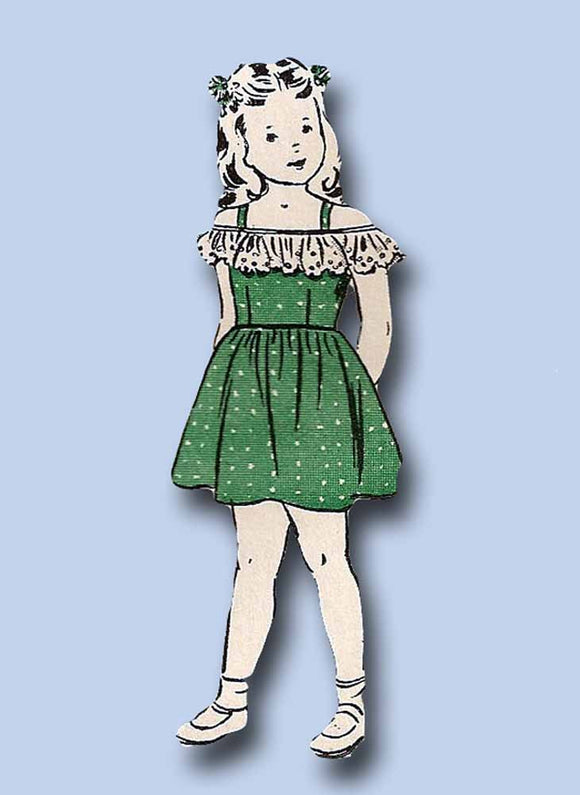 1940s Vintage Butterick Sewing Pattern 4517 Easy Girls Dirndl Sun Dress Size 12 - Vintage4me2