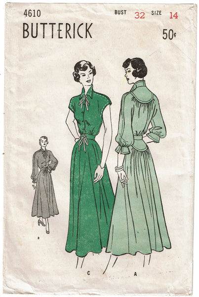 Butterick 4610: 1940s Stylish  Misses Street Dress Sz 32B Vintage Sewing Pattern