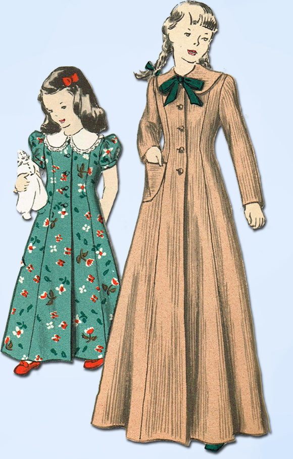 1940s Vintage Butterick Sewing Pattern 4665 Cute Toddler Girls Housecoat Size 2 - Vintage4me2