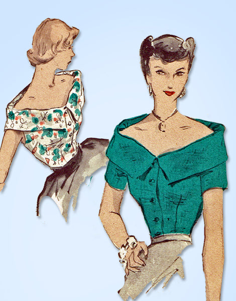 1940s Vintage Butterick Sewing Pattern 4888 Easy Misses Evening Blouse Sz 12 30B