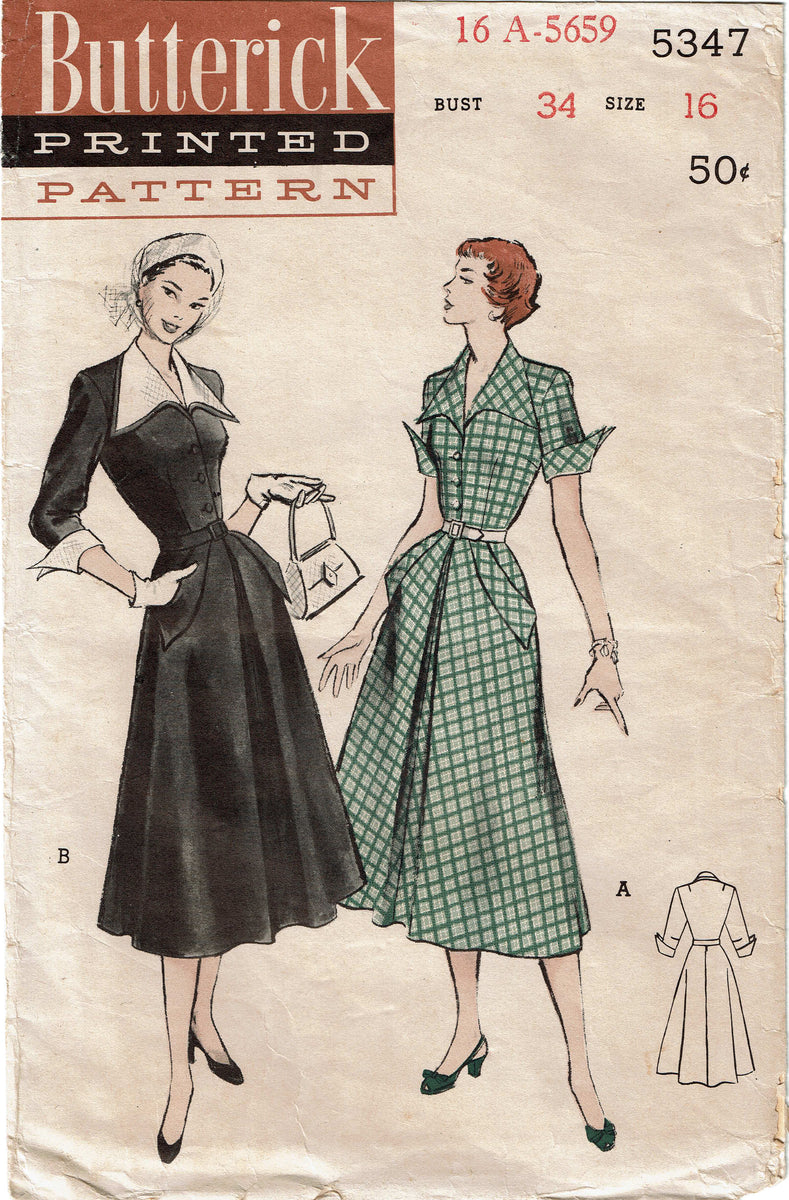 Butterick 5347: 1950s Stunning Misses Dress Size 34 Bust Vintage Sewin ...