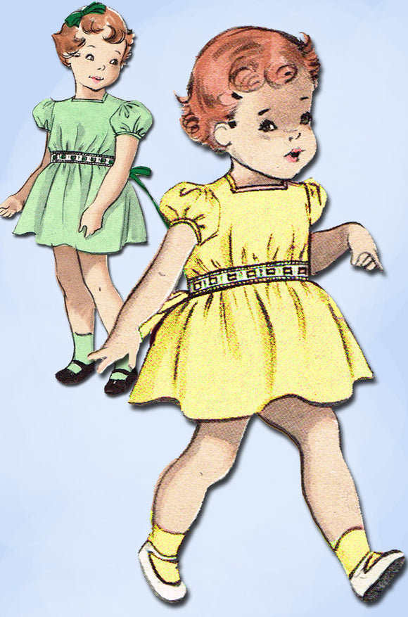 1950s Vintage Butterick Sewing Pattern 5568 Uncut Easy Baby Girls Dress Size 1