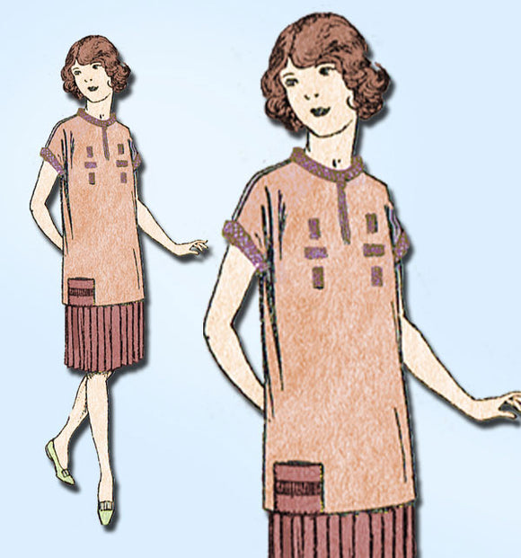 1920s Vintage Girls Flapper Dress Butterick VTG Sewing Pattern 5673 Size 12 - Vintage4me2