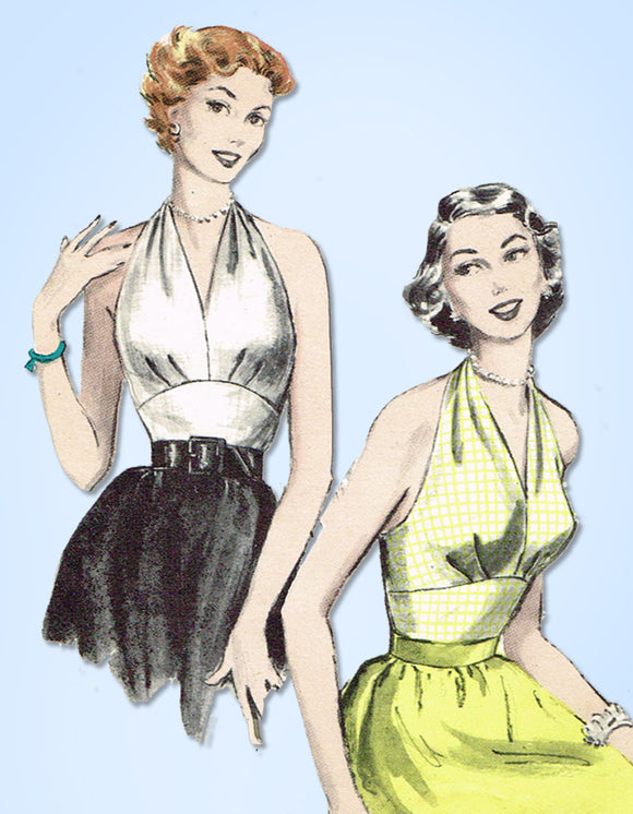 1950s Vintage Butterick Pattern 6136 Easy Misses Halter Top Size 34 Bu ...