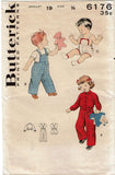 1950s Vintage Butterick Sewing Pattern 6176 Baby Girls Boys Romper Overalls 6 mo