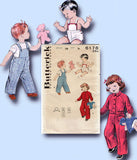 1950s Vintage Butterick Sewing Pattern 6176 Baby Girls Boys Romper Overalls 6 mo