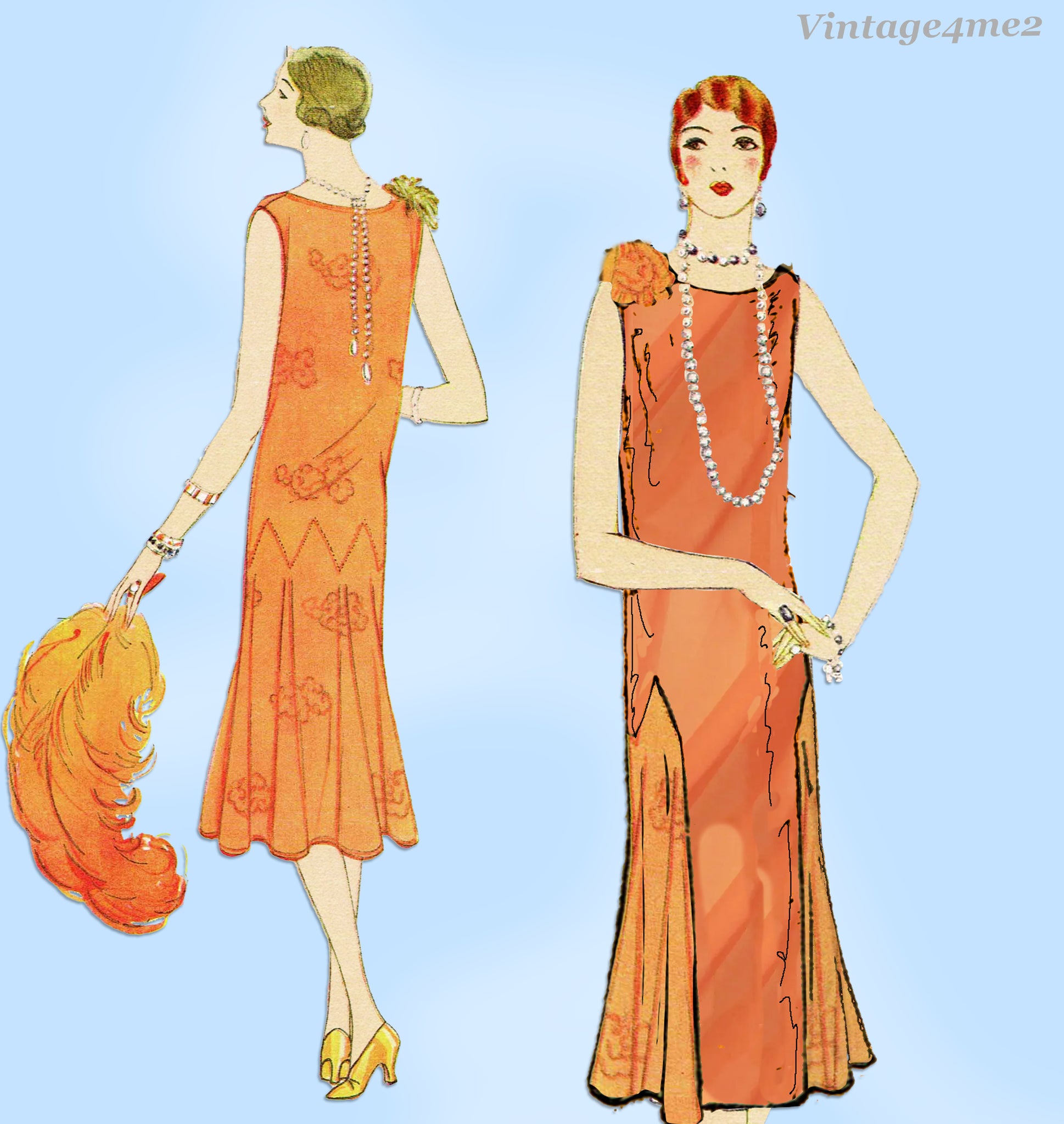 Butterick 6461: 1920s FF Flapper Evening Dress Sz 38 Bust Vintage Sewi –  Vintage4me2