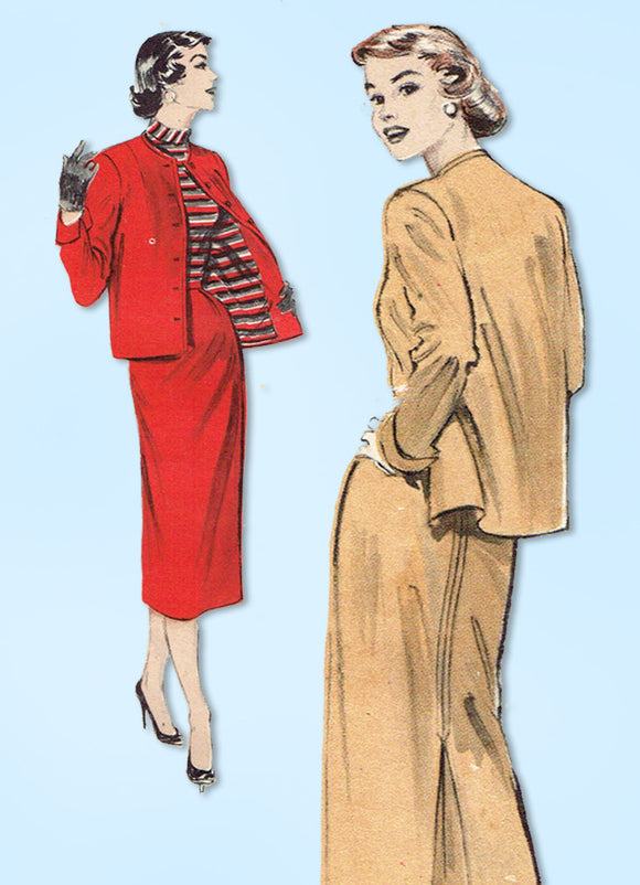 1950s Vintage Butterick Sewing Pattern 6685 Easy Misses Matchstick Suit Sz 32 B