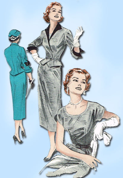 1950s Vintage 1953 Butterick Sewing Pattern 6725 Misses' Dress & Jacket Size 12