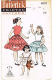 1950s Vintage Butterick Sewing Pattern 6826 Girls 3 Tiered Skirt & Blouse Size 6 - Vintage4me2