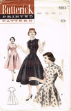 1950s Vintage Butterick Sewing Pattern 6913 Uncut Empire Princess Dress Sz 30 B - Vintage4me2