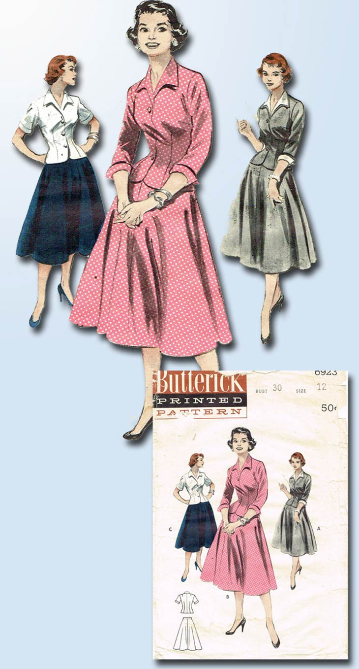 1950s Original Vintage Butterick Pattern 8318 Uncut Misses Suit 32 B –  Vintage4me2